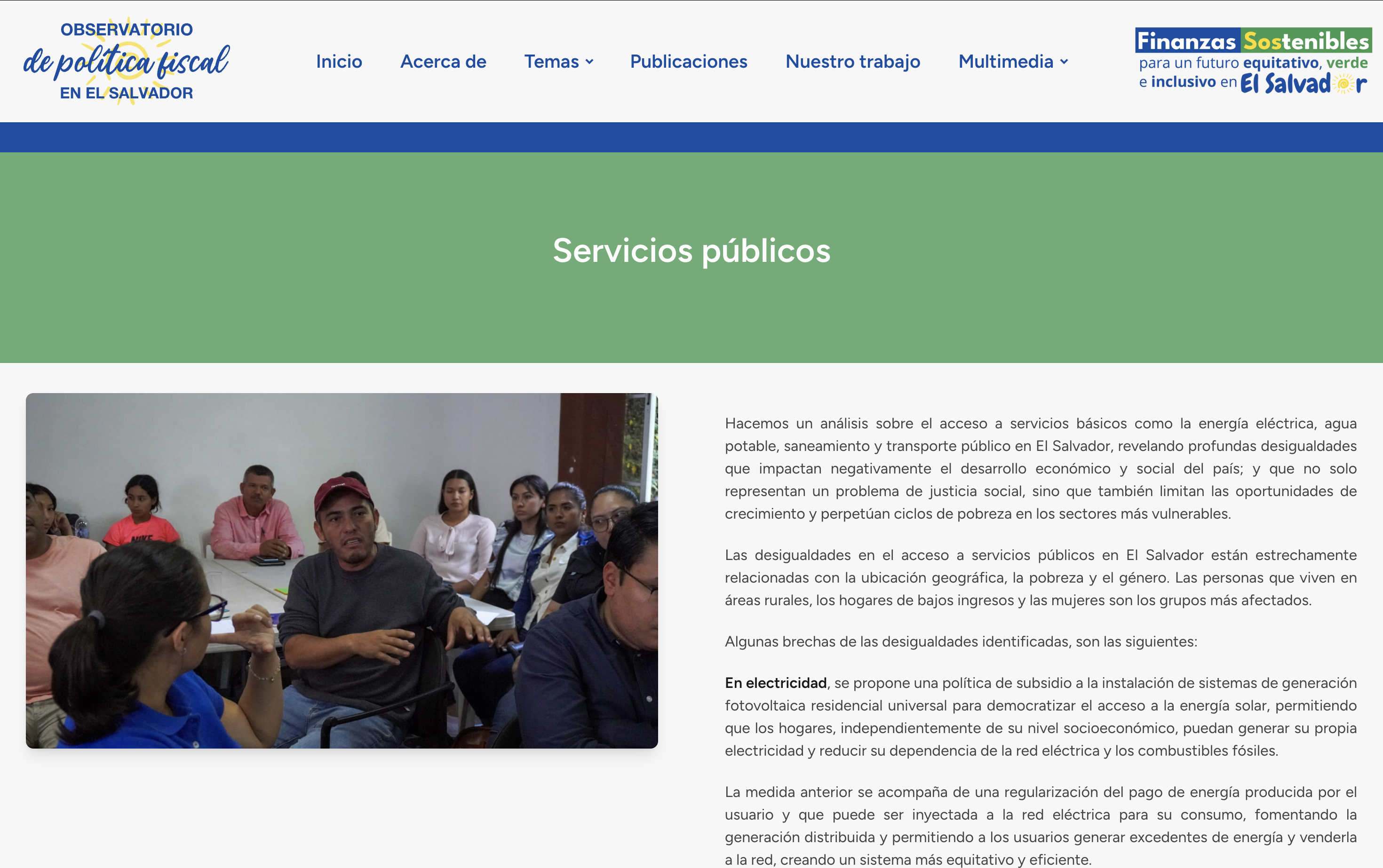 A thematic domain page of the Observatory