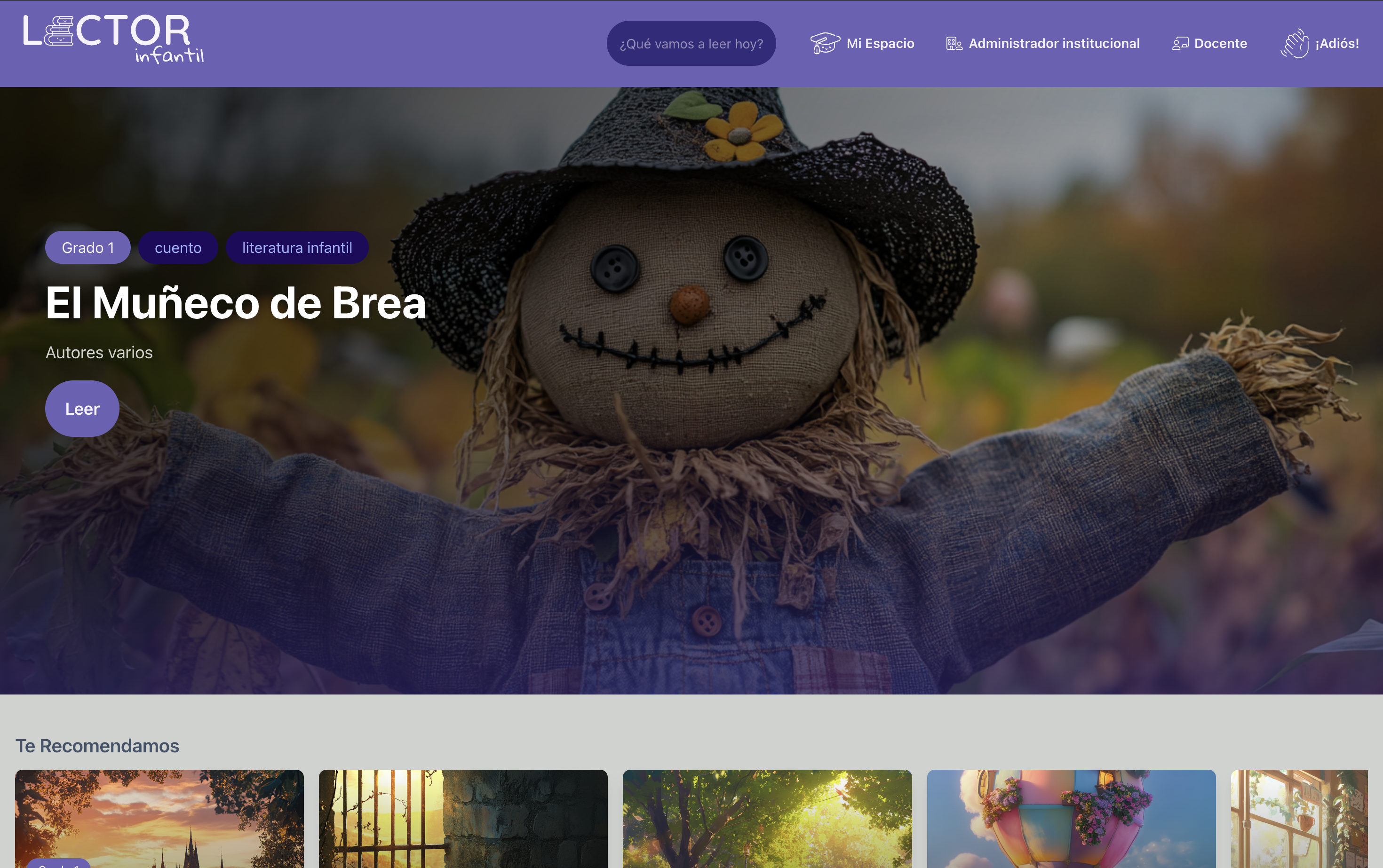 Portada de Lector Infantil, la extensión para Primero a Sexto Grado